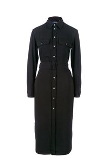 Черное платье-рубашка с ремнем Polo Ralph Lauren