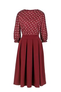 Бордовое платье с длинными рукавами D&M by 1001 Dress