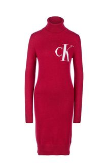 Трикотажное платье цвета фуксии с высоким горлом Calvin Klein Jeans