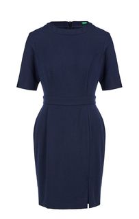 Приталенное синее платье с добавлением шерсти United Colors of Benetton