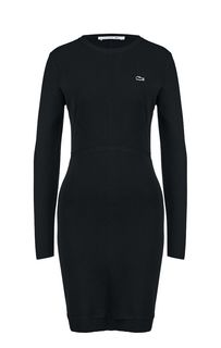 Короткое платье из вискозы черного цвета Lacoste