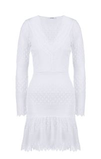Короткое белое платье с ажурными рукавами Guess