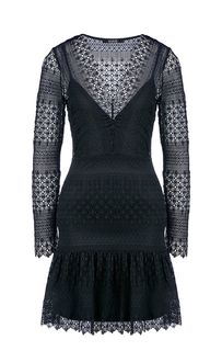 Короткое черное платье с ажурными рукавами Guess