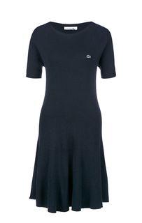 Трикотажное синее платье с расклешенной юбкой Lacoste