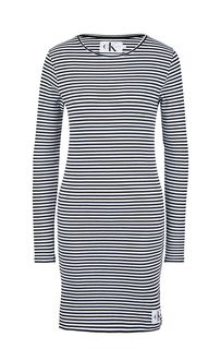 Короткое платье из хлопка в полоску Calvin Klein Jeans