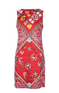 Короткое красное платье с цветочным принтом Desigual