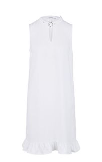 Короткое белое платье с оборкой по низу Guess