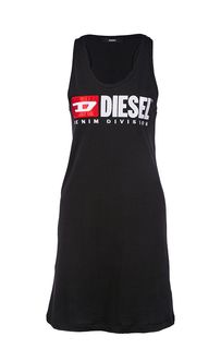 Черное хлопковое платье с логотипом бренда Diesel