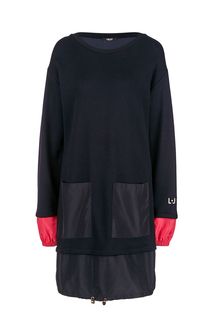 Короткое синее платье-свитшот из вискозы Liu Jo Sport