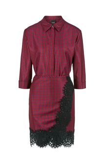 Трикотажное платье-рубашка в клетку Pinko