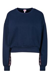 Синий хлопковый свитшот с декоративными нашивками Juicy by Juicy Couture