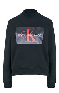 Черный свитшот с логотипом бренда Calvin Klein Jeans