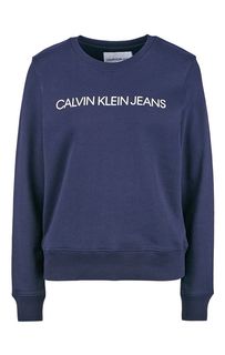 Свитшот из хлопка синего цвета Calvin Klein Jeans