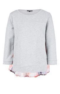 Серый хлопковый свитшот с атласной вставкой на спине More & More