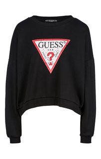 Укороченный свитшот с логотипом бренда Guess