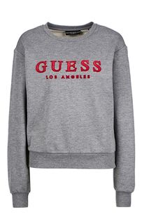 Серый свитшот с объемной вышивкой Guess