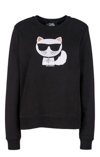 Черный свитшот из хлопка с вышивкой Karl Lagerfeld