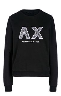 Хлопковый свитшот черного цвета Armani Exchange