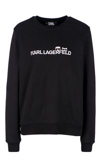 Черный свитшот из хлопка с вышивкой Karl Lagerfeld