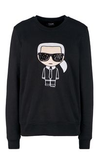 Черный свитшот из хлопка с вышивкой Karl Lagerfeld