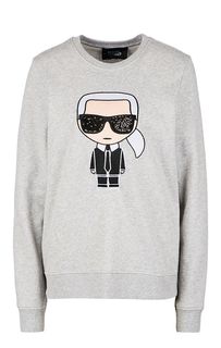 Серый свитшот из хлопка с вышивкой Karl Lagerfeld