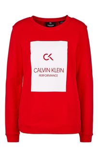 Красный хлопковый свитшот с принтом Calvin Klein Performance