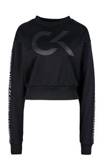 Укороченный хлопковый свитшот с принтом Calvin Klein Performance