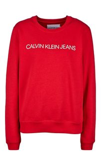 Красный свитшот с логотипом бренда Calvin Klein Jeans