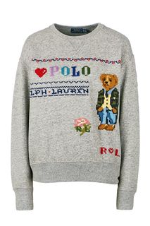 Серый хлопковый свитшот Polo Ralph Lauren