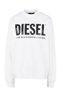 Белый хлопковый свитшот с логотипом бренда Diesel