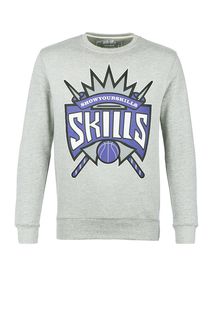 Серая толстовка из хлопка с принтом Skills