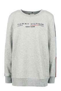 Серый хлопковый свитшот с вышивкой Tommy Hilfiger