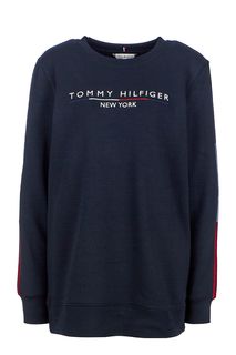 Синий хлопковый свитшот с вышивкой Tommy Hilfiger