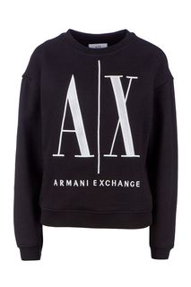 Свитшот из хлопка с вышитым логотипом бренда Armani Exchange
