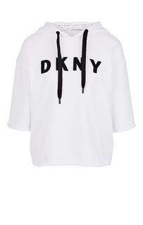 Белая хлопковая толстовка с короткими рукавами Dkny
