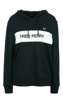 Черная хлопковая толстовка с капюшоном Fred Perry