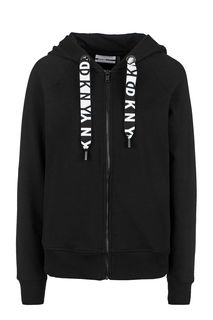 Черная хлопковая толстовка на молнии Dkny