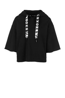 Черная хлопковая толстовка с капюшоном Dkny
