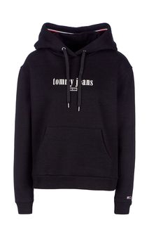 Черная хлопковая толстовка с капюшоном Tommy Jeans