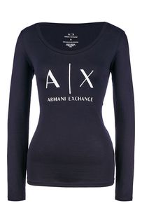 Хлопковая футболка с логотипом бренда Armani Exchange