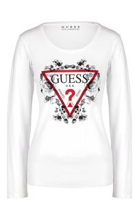 Хлопковая футболка с длинными рукавами Guess