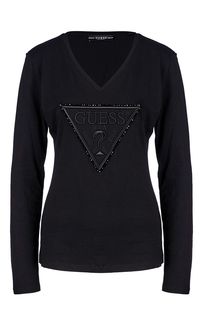 Хлопковая футболка с длинными рукавами Guess