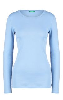 Хлопковая футболка синего цвета United Colors of Benetton