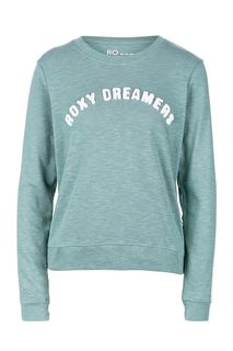 Хлопковая футболка мятного цвета с нашивками Roxy
