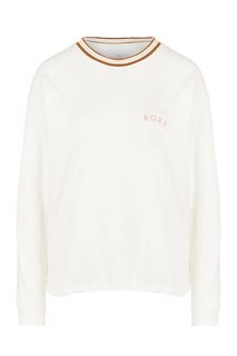 Белая хлопковая футболка с длинными рукавами Roxy