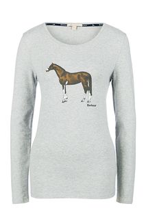 Серая хлопковая футболка с длинными рукавами Barbour