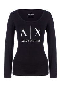 Хлопковая футболка с монограммой бренда Armani Exchange