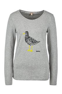 Серая хлопковая футболка с длинными рукавами Barbour