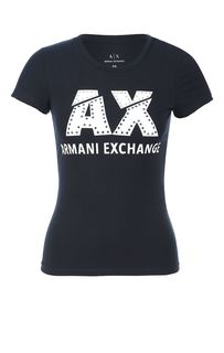 Хлопковая футболка с декоративной отделкой Armani Exchange