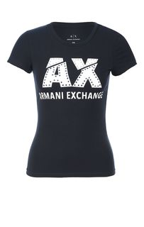 Хлопковая футболка с декоративной отделкой Armani Exchange